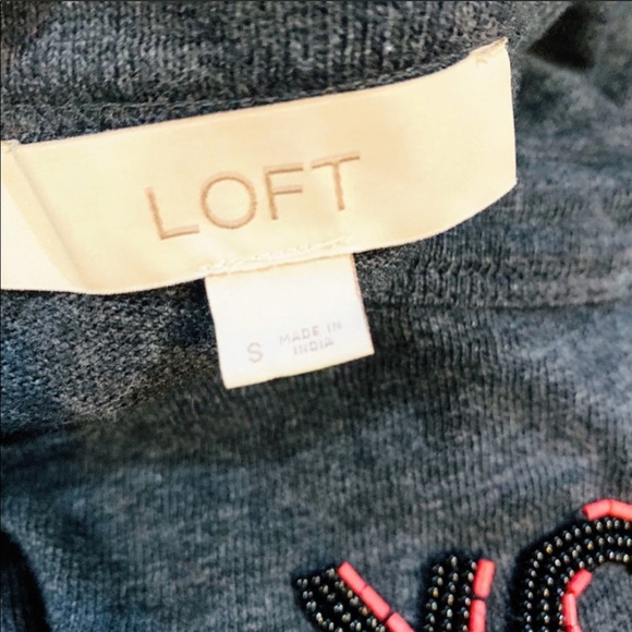 LOFT Gray “You’re Welcome” Beaded Sweater - Picture 8 of 8